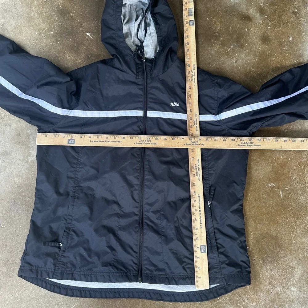 Nike Windbreaker Kids XL Black Excellent Hooded Full Zip Stripe Jacket